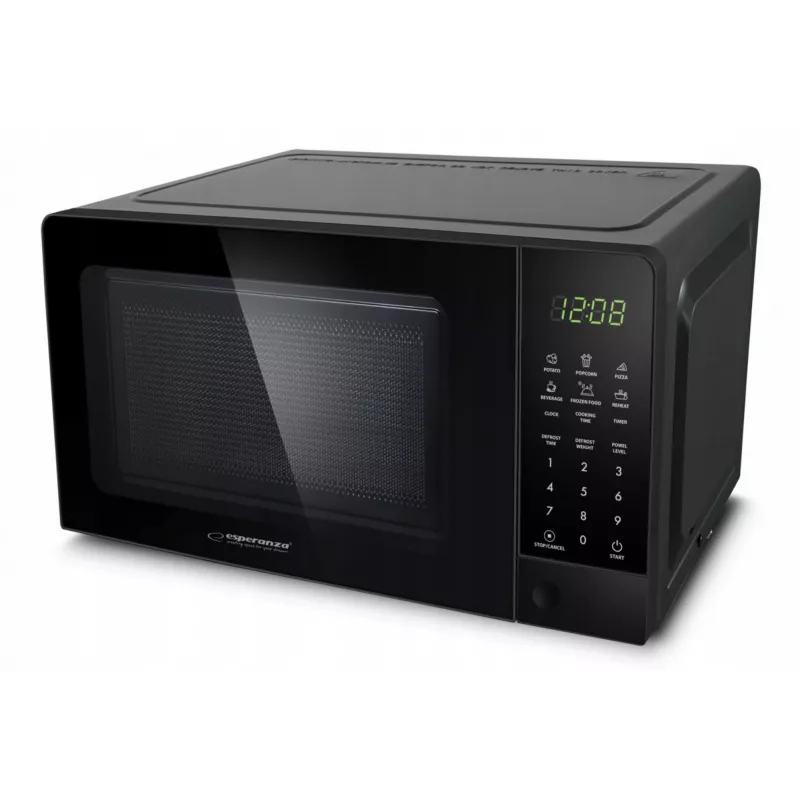 Esperanza EKO009 Horneado micro-ondas solo, de bancada, 700 W, 20 l, prato giratório de 24,5 cm, preto