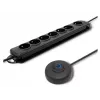 Proteção contra sobretensões Qoltec 50171 preto 7 tomadas AC 230V 1,5m