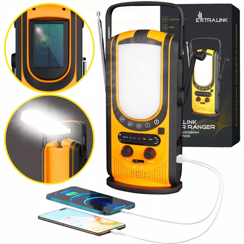 Extralink Power Ranger EPS-6000 | powerbank | 6000mAh, rádio FM, luz LED, dínamo, painel solar