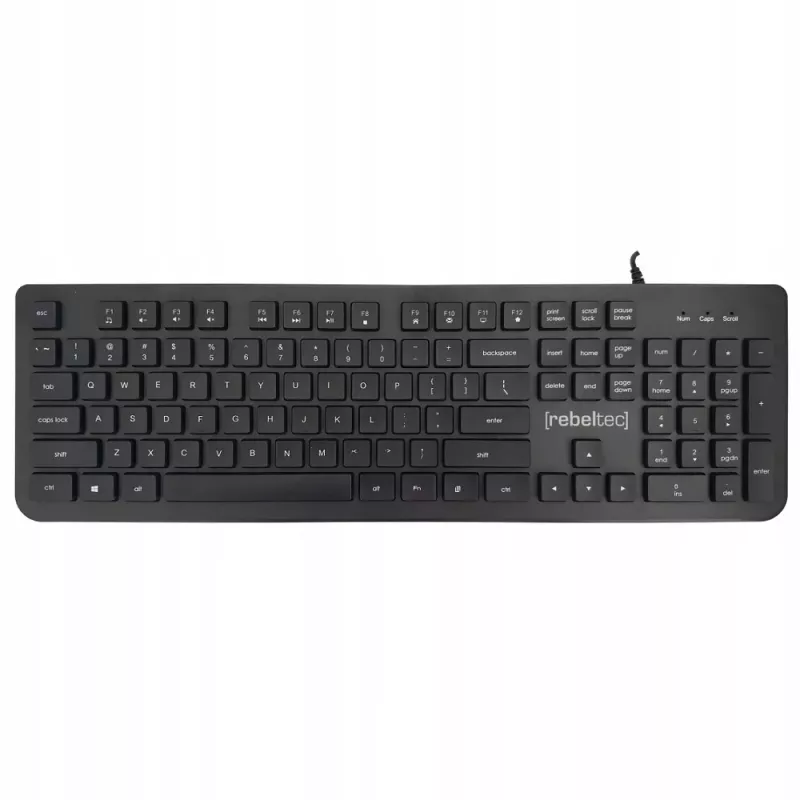 Teclado USB com fios de tamanho completo Rebeltec Spiro RBLKLA00041 — preto