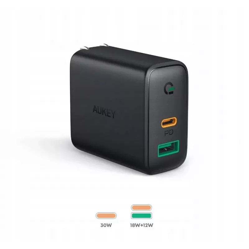 Carregador de parede 2xUSB Power Delivery (1xUSB A+1xUSB C) 5.4A 30W Dynamic Detect PA-D1