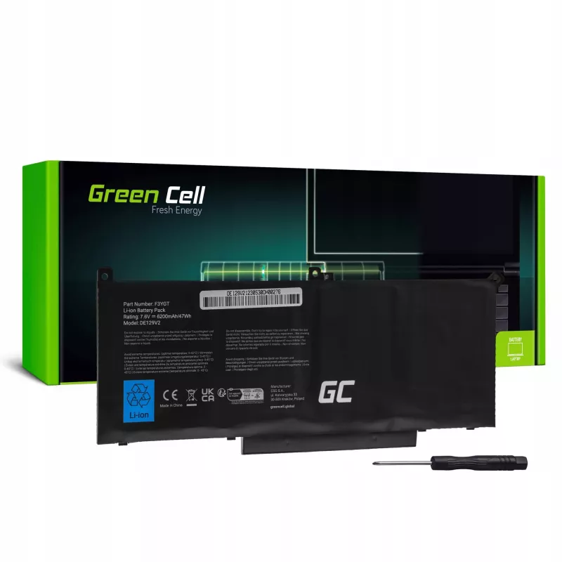 Bateria para portátil F3YGT 7,6V 6200mAh para Dell Latitude 7280 7290 7380 7490