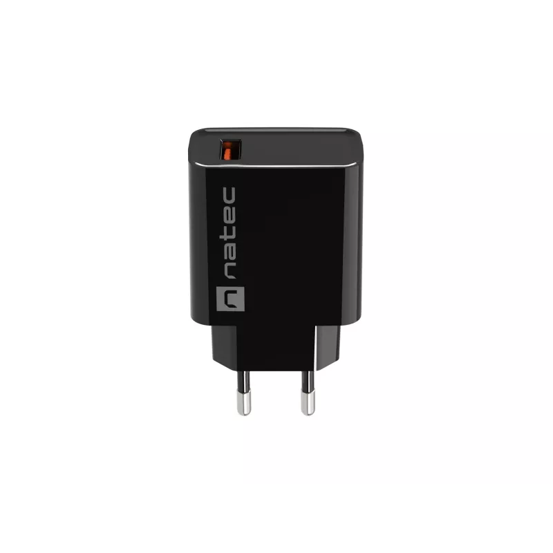 Natec Ribera NUC-2058 carregador de parede, 18 W, 1x USB-A, até 3 A, Quick Charge 3.0, Samsung AFC, Huawei FCP/SCP, preto