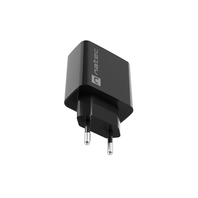 Natec Ribera NUC-2058 carregador de parede, 18 W, 1x USB-A, até 3 A, Quick Charge 3.0, Samsung AFC, Huawei FCP/SCP, preto