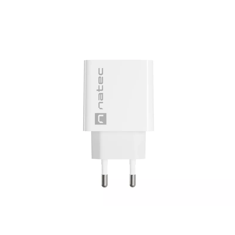 Carregador rápido de rede NATEC RIBERA 12V 20W USB-C PD 3.0 + USB-A Samsung AFC branco