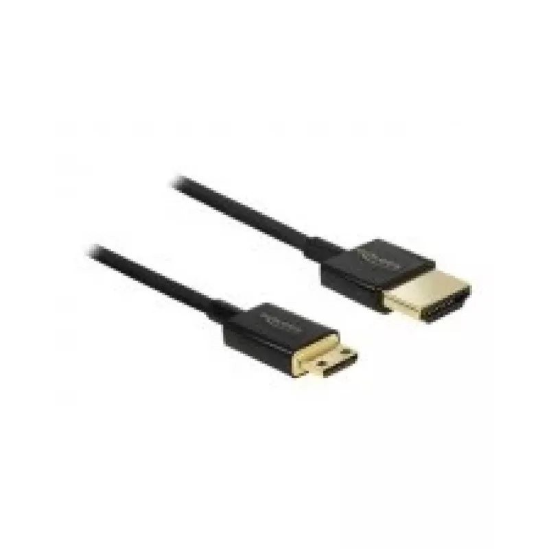DeLOCK Slim Premium - Cabo de vídeo/áudio/rede - HDMI - 36 AWG - HDMI, 19 pinos (M) - para - Mini-HDMI, 19 pinos (M) - 2,0 m - Isolamento triplo - preto (84778)