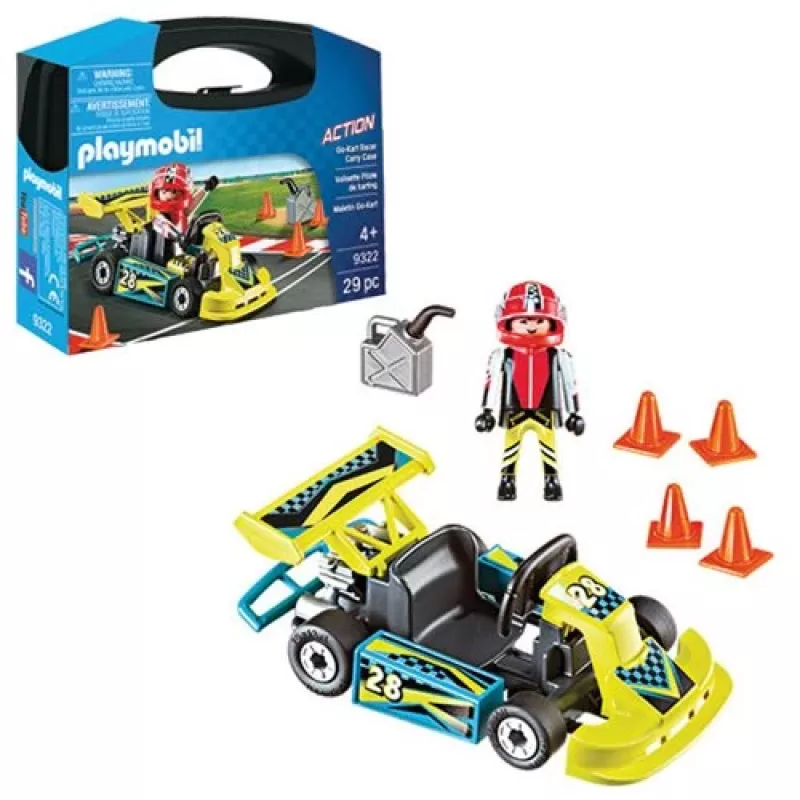 Figura de brinquedo PLAYMOBIL Go-Kart Racer mala de armazenamento