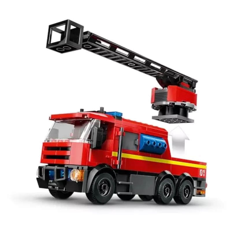 Brinquedo de construção LEGO City Quartel dos Bombeiros com veículo de escada giratória 60414 — 843 peças, 5 minifiguras, 220×320×140 mm