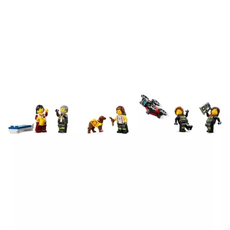 Brinquedo de construção LEGO City Quartel dos Bombeiros com veículo de escada giratória 60414 — 843 peças, 5 minifiguras, 220×320×140 mm