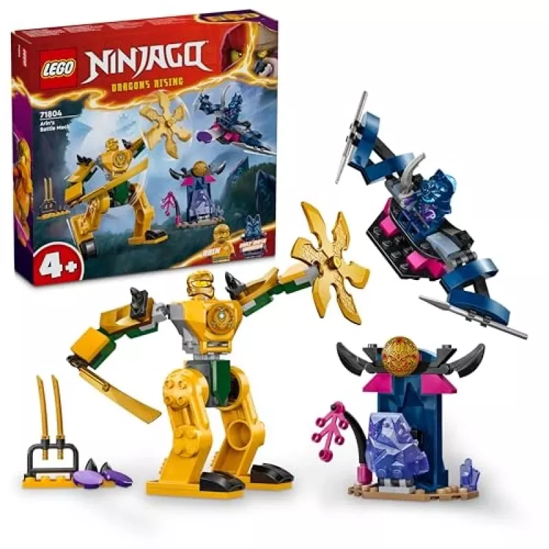 LEGO NINJAGO Arin's Battle Mech Figura de ação Brinquedo ninja para rapazes e raparigas a partir de 4 anos, conjunto Dragons Rising com minifigura Arin e mini-katana