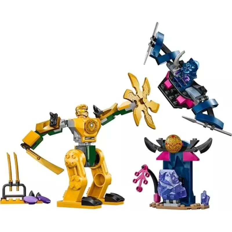 LEGO NINJAGO Arin's Battle Mech Figura de ação Brinquedo ninja para rapazes e raparigas a partir de 4 anos, conjunto Dragons Rising com minifigura Arin e mini-katana