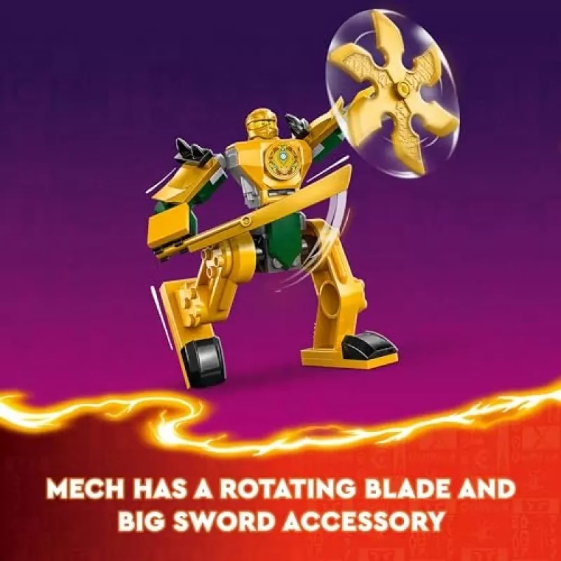 LEGO NINJAGO Arin's Battle Mech Figura de ação Brinquedo ninja para rapazes e raparigas a partir de 4 anos, conjunto Dragons Rising com minifigura Arin e mini-katana
