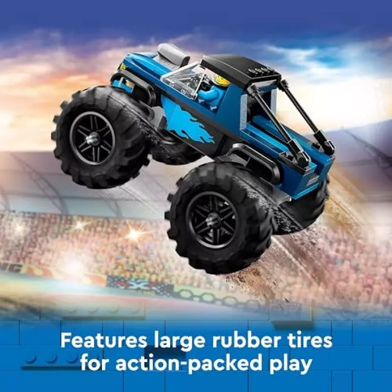 Brinquedo de construção LEGO City 60402 Monster Truck azul com pneus grandes, 148 peças, 1 minifigura, idade 5+