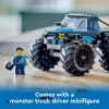 Brinquedo de construção LEGO City 60402 Monster Truck azul com pneus grandes, 148 peças, 1 minifigura, idade 5+