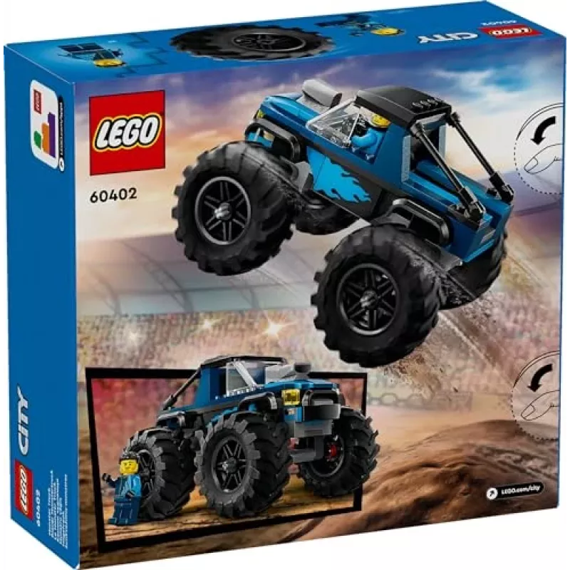 Brinquedo de construção LEGO City 60402 Monster Truck azul com pneus grandes, 148 peças, 1 minifigura, idade 5+