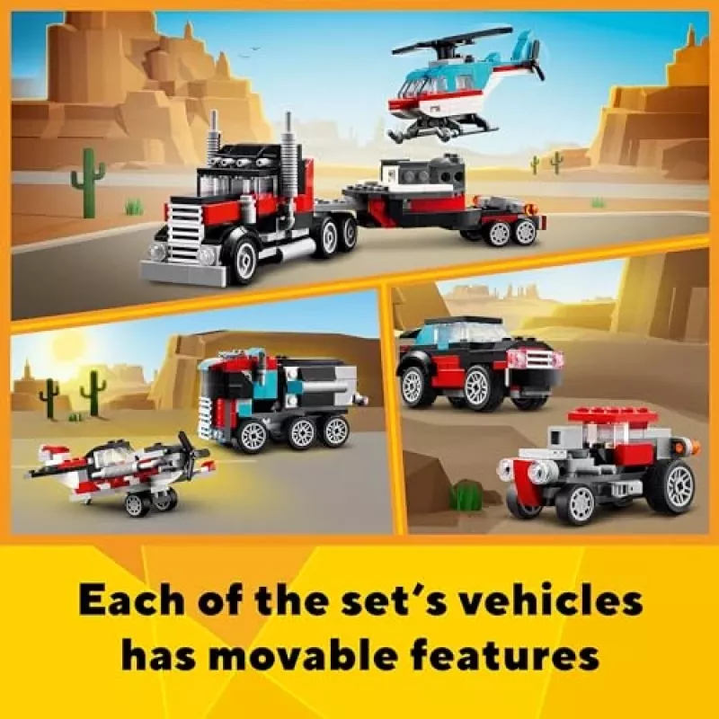 LEGO Creator 3-in-1 31146 Camião de Plataforma com Helicóptero