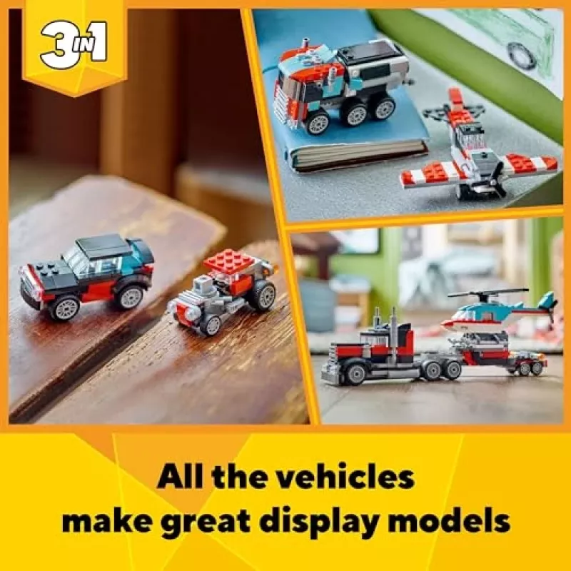 LEGO Creator 3-in-1 31146 Camião de Plataforma com Helicóptero