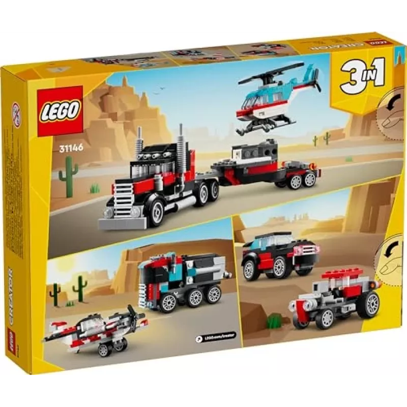 LEGO Creator 3-in-1 31146 Camião de Plataforma com Helicóptero