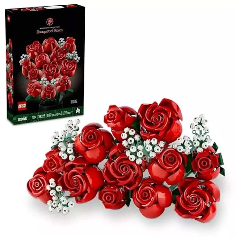 LEGO Icons Buquê de Rosas Flores Artificiais Conjunto para Adultos Coleção Botânica Acessórios de Casa Presente de Dia dos Namorados para Mulheres