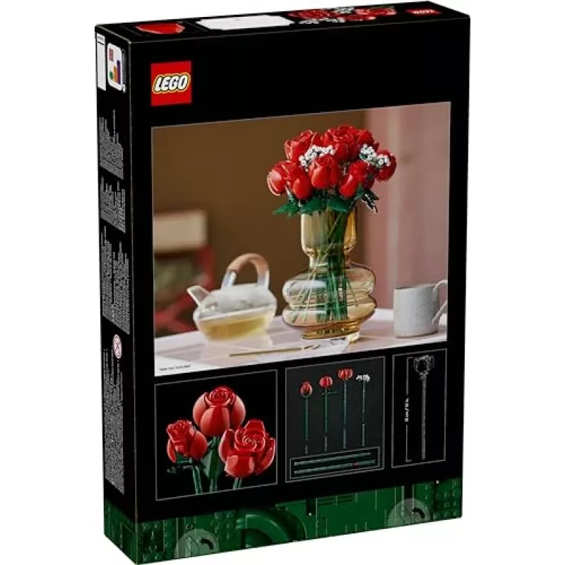 LEGO Icons Buquê de Rosas Flores Artificiais Conjunto para Adultos Coleção Botânica Acessórios de Casa Presente de Dia dos Namorados para Mulheres