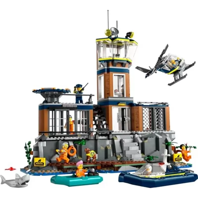 LEGO City conjunto de construção Esquadra de Polícia Ilha Prisão 60419 — 980 peças, 7 minifiguras, 370×400×160 mm