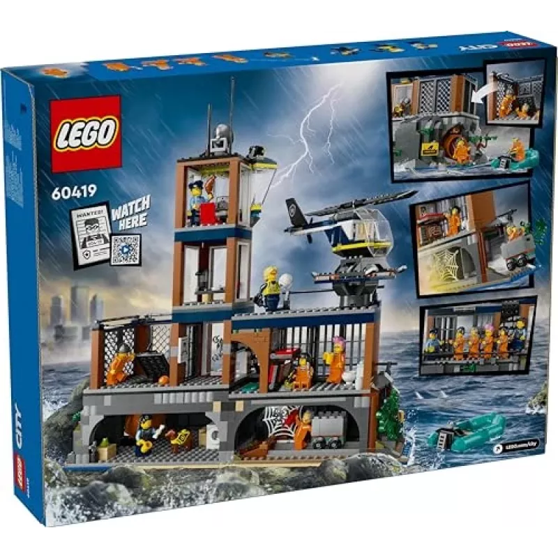LEGO City conjunto de construção Esquadra de Polícia Ilha Prisão 60419 — 980 peças, 7 minifiguras, 370×400×160 mm