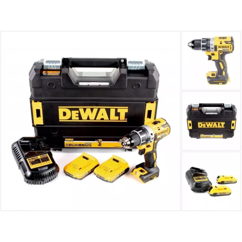 Parafusadeira a bateria DeWalt DCD791D2-QW, 18V Li-Ion, 2×2Ah baterias, bucha de aperto rápido 13 mm, 70 Nm, 1,5 kg