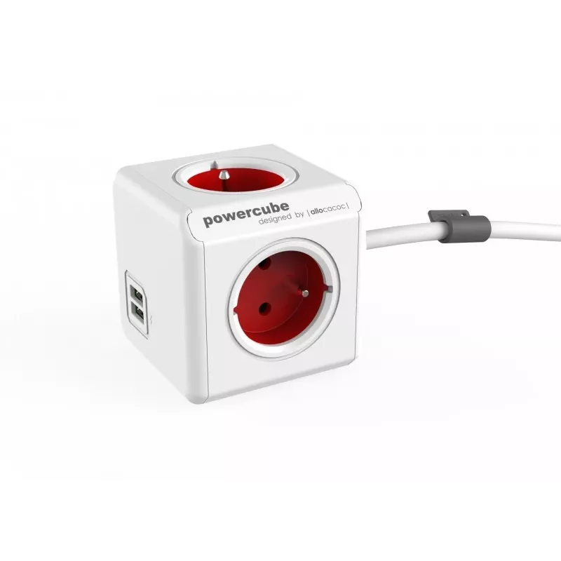 Allocacoc PowerCube Extended USB 1,5M RED 2402 RD Conectividade Acessório vermelho