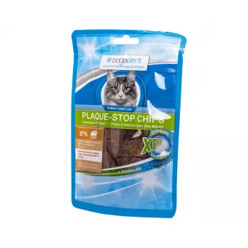 bogar Bogadent Plaque-stop Chips Frango 50 g — petiscos de higiene dentária para gatos adultos, sem cereais e sem glúten