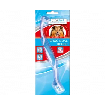 Escova de dentes para cães de dupla face bogar Bogadent Ergo Dual Brush Mini — escova compacta de cabeça dupla para cães pequenos (5–10 kg, 120 g)