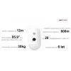 Hikvision DS-PDPC12P-EG2-WE(B) Detetor de movimento PIR sem fios Tri-X com câmara