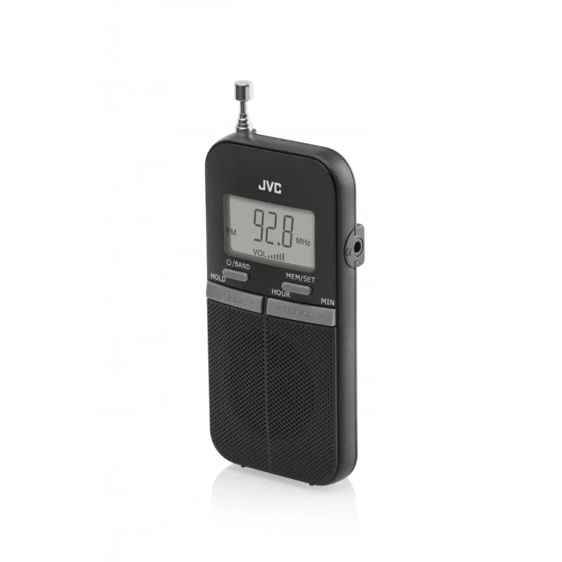 Rádio portátil AM/FM JVC RAE411B com sintonizador analógico, preto