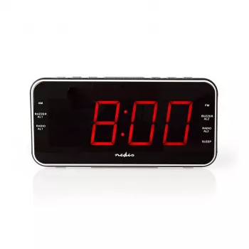 Nedis CLAR004BK rádio-despertador com visor LED, sintonizador FM, alarme duplo, projeção, AUX, preto
