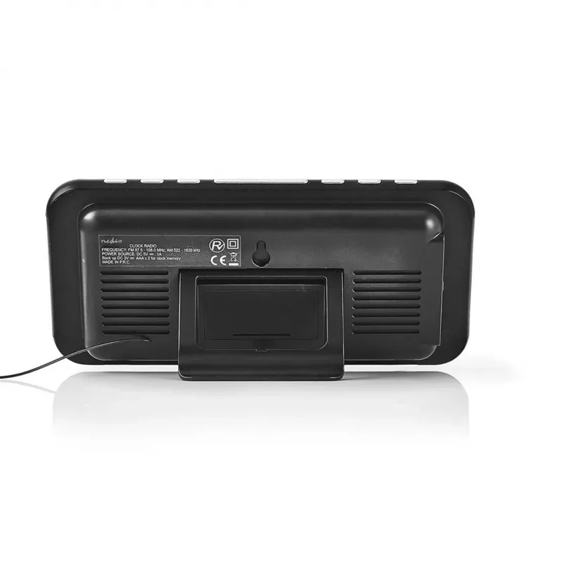 Nedis CLAR004BK rádio-despertador com visor LED, sintonizador FM, alarme duplo, projeção, AUX, preto
