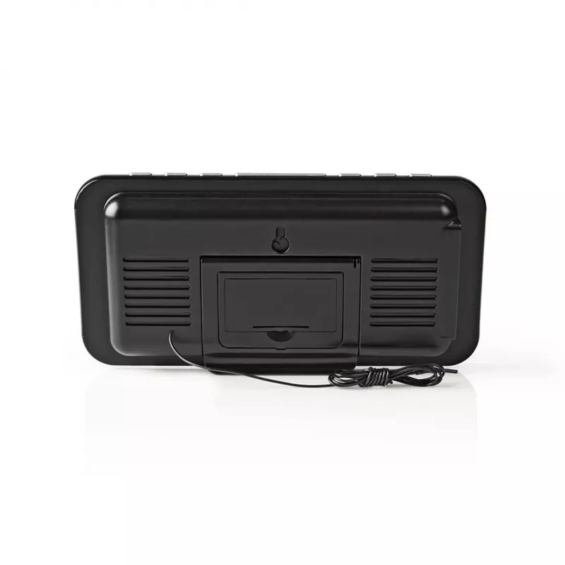 Nedis CLAR004BK rádio-despertador com visor LED, sintonizador FM, alarme duplo, projeção, AUX, preto