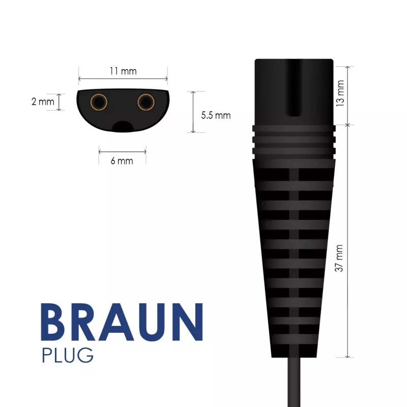Akyga AK-PD-02 fonte de alimentação para máquina de barbear e aparador Braun, 5,9 V, 600 mA, 3,5 W, 1,5 m