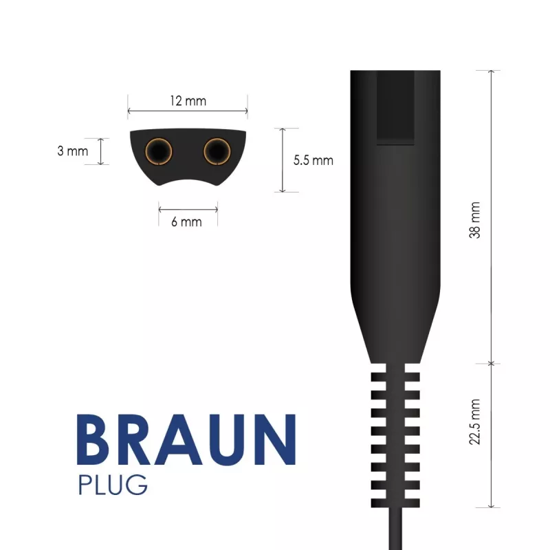 Fonte de alimentação Akyga AK-PD-08 para depiladora Braun Silk-épil 5 / 7 / 9, 12 V / 0,4 A, 4,8 W, 1,5 m