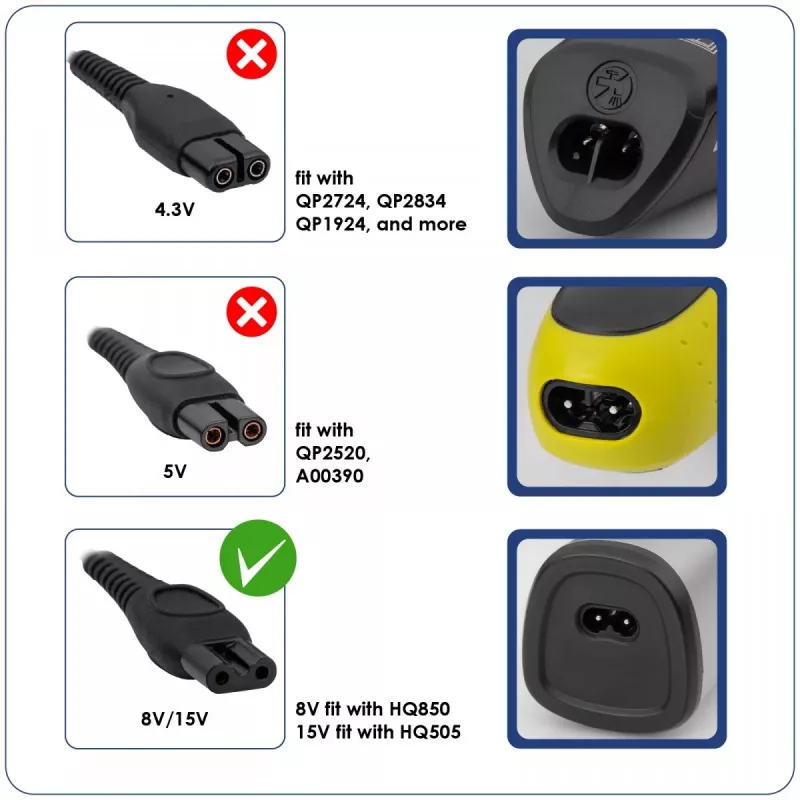 Fonte de alimentação Akyga AK-PD-16 para Philips AquaTouch / Bodygroom, 8 V, 100 mA, 0,8 W, 1,2 m