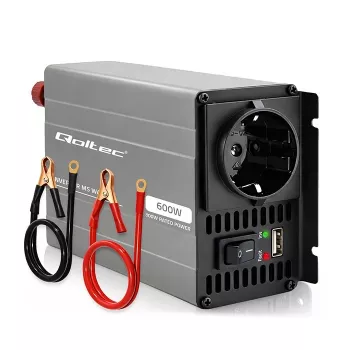 Inversor de potência de onda MS Qoltec 12V para 230V 300/600W USB compatível com LiFePO4 GEL AGM