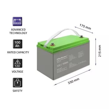 Bateria UPS Qoltec 53077 chumbo-ácido selada (VRLA) 12V 100Ah