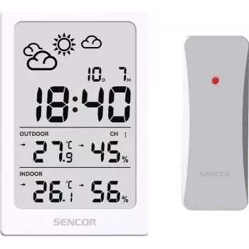 SENCOR estação multifunções SWS 2300 W - estação meteorológica com relógio, despertador e sensor exterior