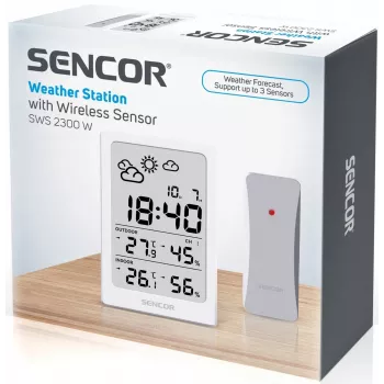 SENCOR estação multifunções SWS 2300 W - estação meteorológica com relógio, despertador e sensor exterior