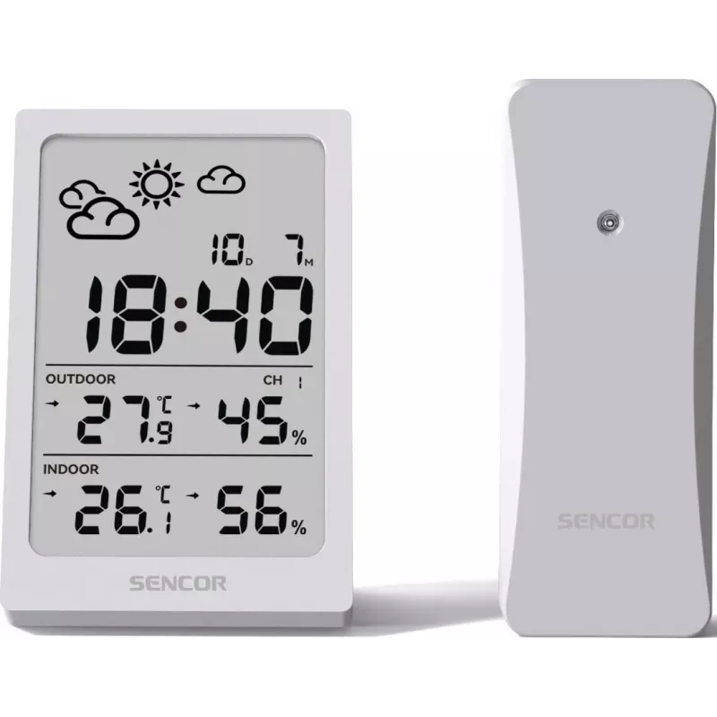 SENCOR estação multifunções SWS 2300 W - estação meteorológica com relógio, despertador e sensor exterior