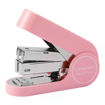 Agrafador Deli LonGreen EM416 rosa para até 25 folhas