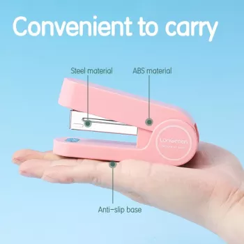 Agrafador Deli LonGreen EM416 rosa para até 25 folhas