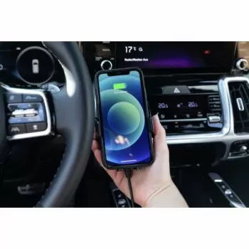 ANSMANN WiLine 15 Suporte de carregamento automóvel sem fios - carregamento rápido Qi 15W, fixação automática, rotação 360°, preto