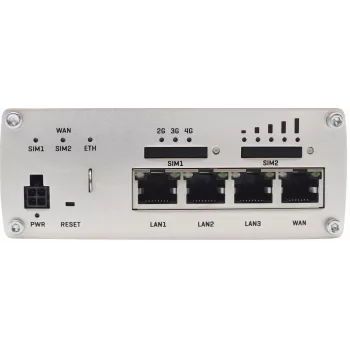 Teltonika RUTX09 router celular industrial 4G LTE-A Cat 6 com switch Gigabit de 4 portas, Dual SIM, GNSS