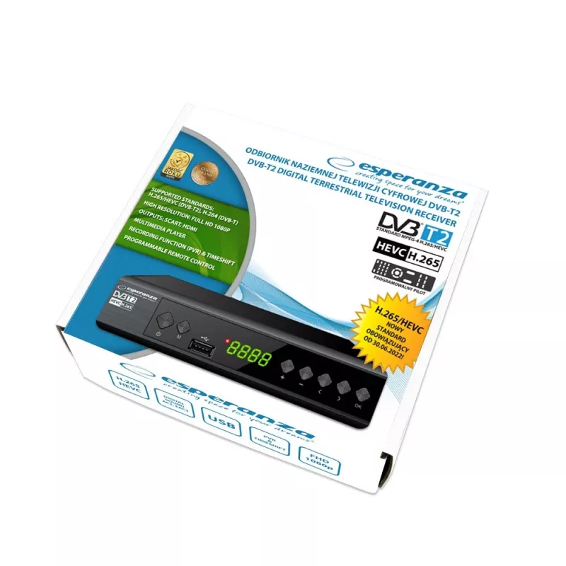 ESPERANZA DVB-T2 H.265/HEVC Sintonizador/Descodificador digital
