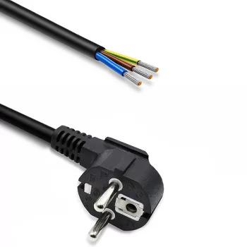 Cabo de alimentação QOLTEC SCHUKO CEE ficha angular Cu descarnado 1,5m preto