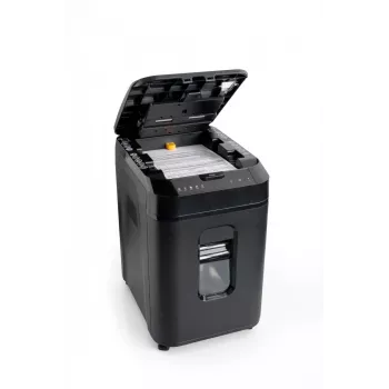 WALLNER Destruidora de documentos AF160 C2 Cross-Cut, 160 folhas de alimentação automática, nível de segurança P-4, depósito de 26 L, preto